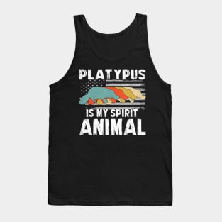 Platypus My Spririt Animal Vintage American Flag 4th July Tank Top